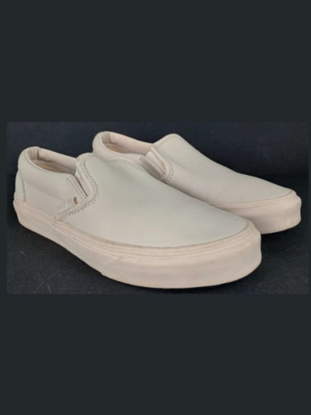 Vans Off the Wall Womens 6.5 Beige Tan Leather Slip On Loafer Shoes - Picture 2 of 13